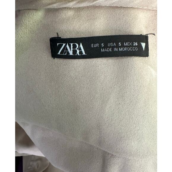 Zara cream suede long sleeves shirt mini dress size Small - Picture 3 of 16